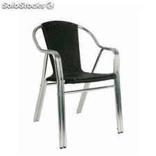 Chaise de terrasse tressée en aluminium La couleur noire