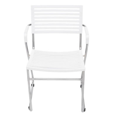 Chaise empilable avec accoudoir 12 pièces Blanc - Photo 2