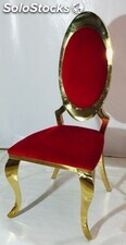 Chaise en acier or inoxydable et velours rouge