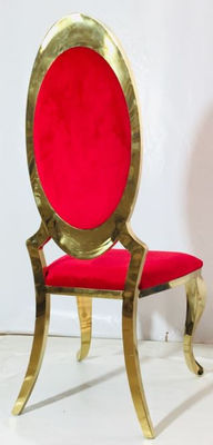 Chaise en acier or inoxydable et velours rouge - Photo 2