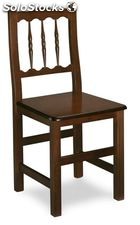 Chaise en bois de pin verni, siège de quenouilles, en bois, tapissé