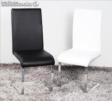 Chaise en simili cuir blanc, noir