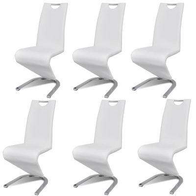 Chaise en simili cuir Cantilever avec pieds en forme de U Blanc 6 pcs - Photo 2