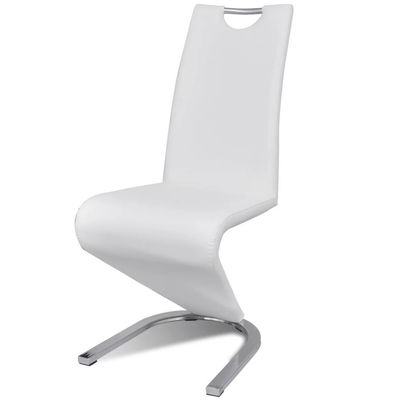 Chaise en simili cuir Cantilever avec pieds en forme de U Blanc 6 pcs - Photo 4