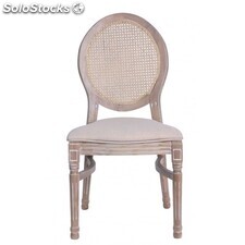 chaise médaillon bois cérusé dos canné