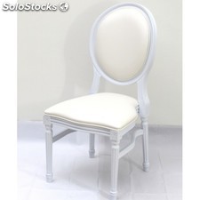 Chaise médaillon en résine blanche