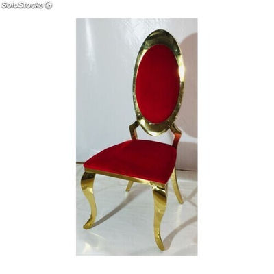 chaise médaillon metal or et velours rouge