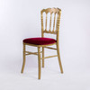 Chaise Napoleon 3 dorée en bois de hêtre et galette rouge fabriquée en Europe