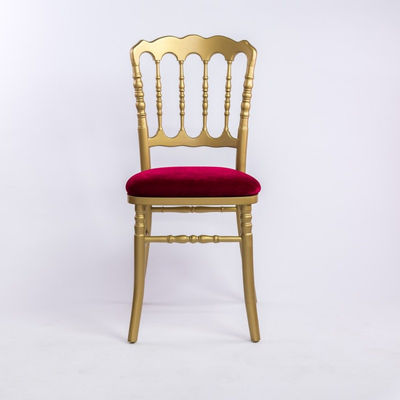 Chaise Napoleon 3 dorée en bois de hêtre et galette rouge fabriquée en Europe - Photo 2