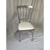 chaise napoleon 3 en bois doré - colori: bois argenté et simili cuir blanc