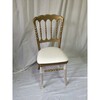 chaise napoleon 3 en bois doré - colori: bois doré et simili cuir blanc