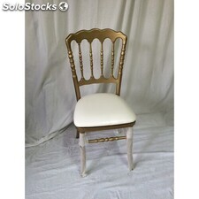 chaise napoleon 3 en bois doré - colori: bois doré et simili cuir blanc