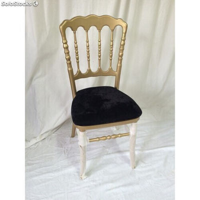 chaise napoleon 3 en bois doré - colori: bois doré et velours noir