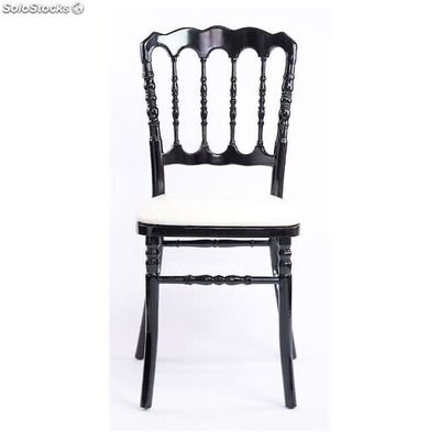 chaise napoleon bois noir - colori: bois noir et simili cuir blanc