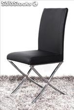 Chaise simili cuir et structure acier inoxydable