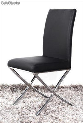 Chaise simili cuir et structure acier inoxydable