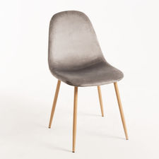 Chaise Teok Velours - Gris clair