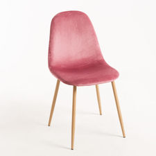 Chaise Teok Velours - Rose