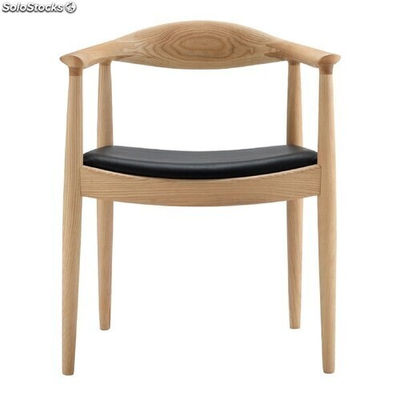 Chaise type scandinave en bois de frêne avec siège courbé noir - Photo 2