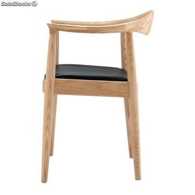 Chaise type scandinave en bois de frêne avec siège courbé noir - Photo 3