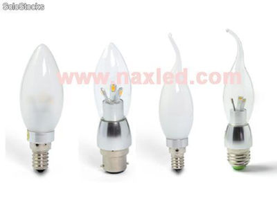 Chandelier 3w led candle bulb, e12/e14 base, frosted, flame-tip shape