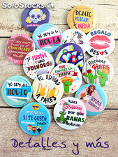 Chapas boda frases. Pack 15 unidades