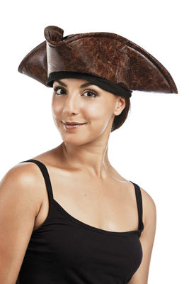 Chapeau Pirate Tricorne imitation cuir pirate des Caraïbes...