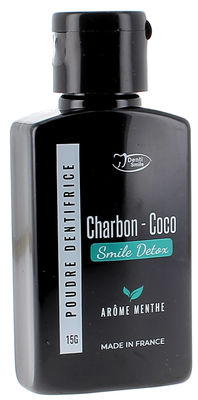 Charbon coco poudre dentifrice arôme menthe Denti Smile - flacon de 15 g