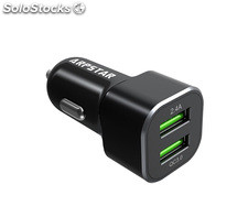 Chargeur allume-cigare double USB QC 3.0 - 12-24 V - Noir