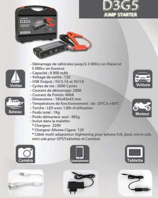 Demarreur de voiture Jump Starter 300a 400a 12v batterie externe