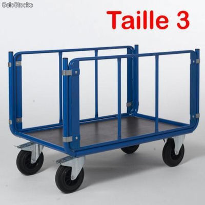 Chariot 2 ridelles tubulaires 1200 x 800 mm