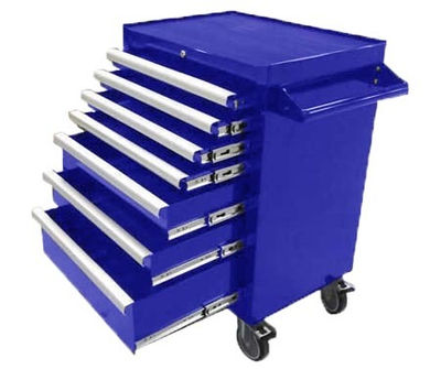 Chariot de 7 tiroirs sans outils bleu
