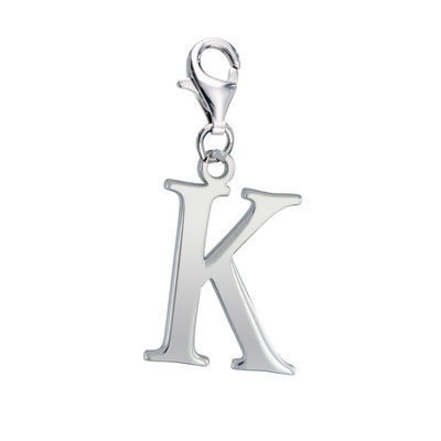Charm en plata de ley rodiada forma Letra K
