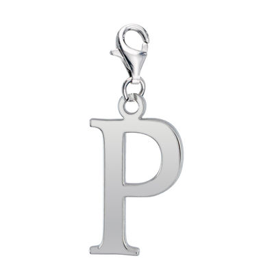 Charm en plata de ley rodiada forma Letra P