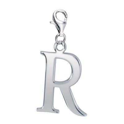Charm en plata de ley rodiada forma Letra R