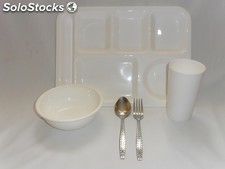 Charola De 6 Divisiones Plástico,tazón,vaso,cuchara,Tenedor