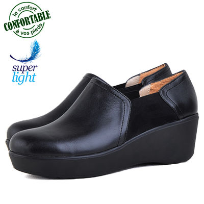Chaussure femme confortable 100% cuir noir