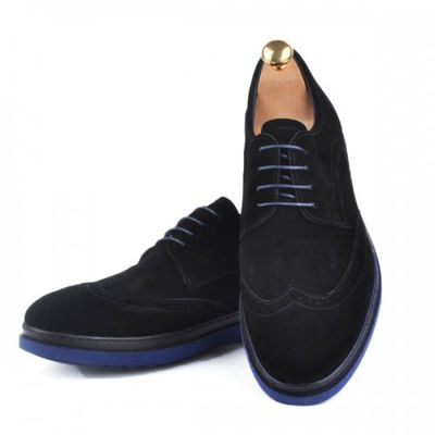 Chaussure richelieu en cuir daim bleu avec semelle extra-light confortable lo-B1 - Photo 2