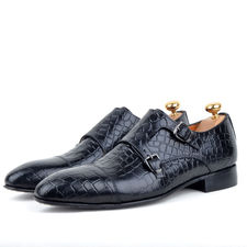 Chaussures classiques en cuir croco noir