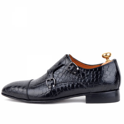 Chaussures classiques en cuir croco noir - Photo 2
