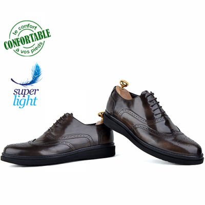 Chaussures classiques en cuir démasquable - semelle extra-light marron - Photo 3