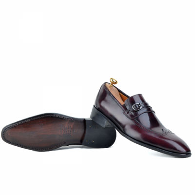 Chaussures classiques pour homme en cuir démasquable bordeaux - Photo 2
