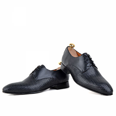 Chaussures de ville pour homme en cuir tressé noir - Photo 4