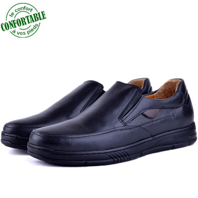 Chaussures médicale pour homme 100% cuir noir extra confortable