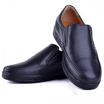 Chaussures médicale pour homme 100% cuir noir extra confortable - Photo 2