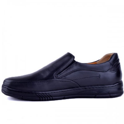Chaussures médicale pour homme 100% cuir noir extra confortable - Photo 4