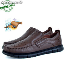 Chaussures médicales confortables respirant 100% cuir marron