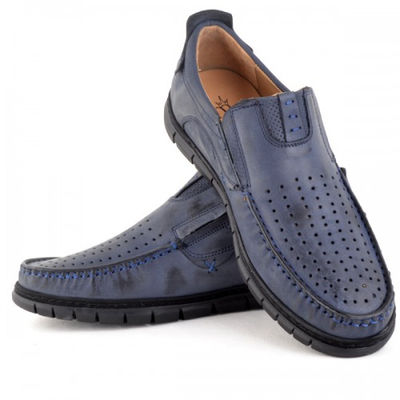Chaussures médicales confortables respirante 100% cuir bleu - Photo 2