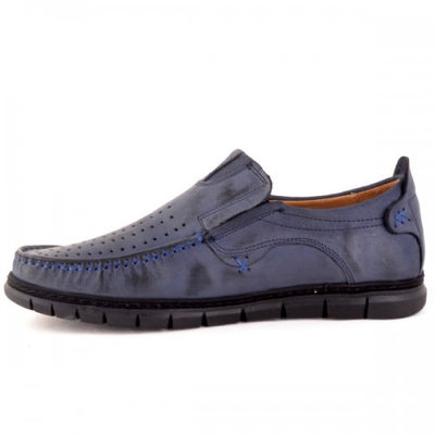 Chaussures médicales confortables respirante 100% cuir bleu - Photo 4