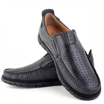 Chaussures médicales confortables respirante 100% cuir noir - Photo 2